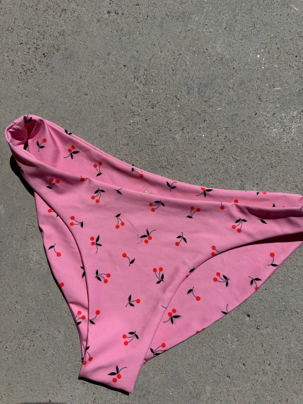 Skatie Pink Bikini Bottom with Red Cherry Print